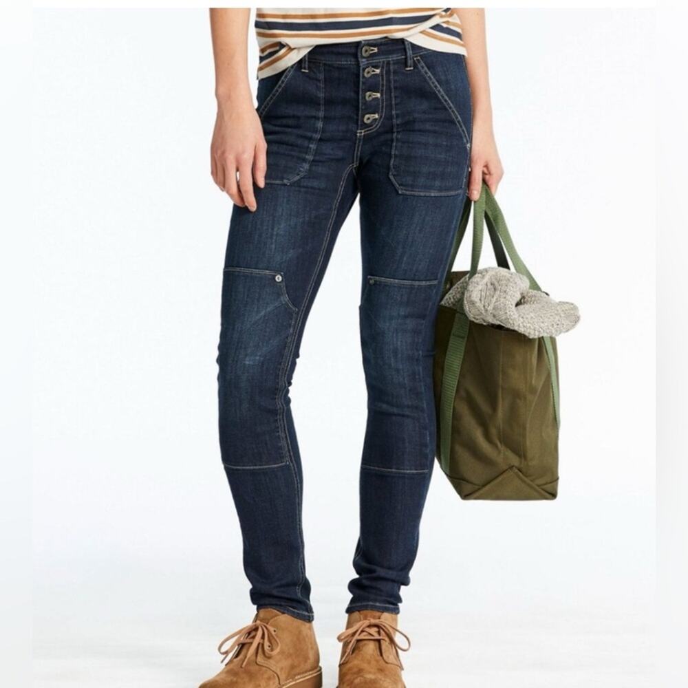 L.L. Bean Women's Signature Premium Skinny Jeans Mid-Rise Button-Front Size 10